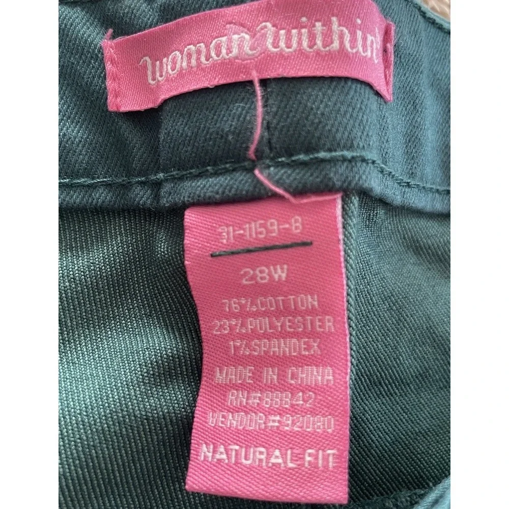 Woman Within Size 28W Green 5‎ Pocket Jeans Straight Leg Jeans